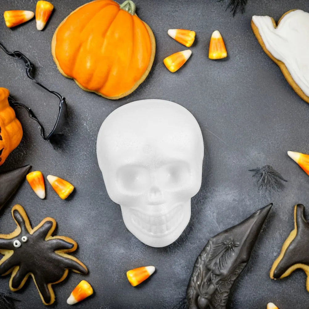 Foam Skull Heads White DIY Halloween Shapes Crafting Hanging Party Zpaxo
