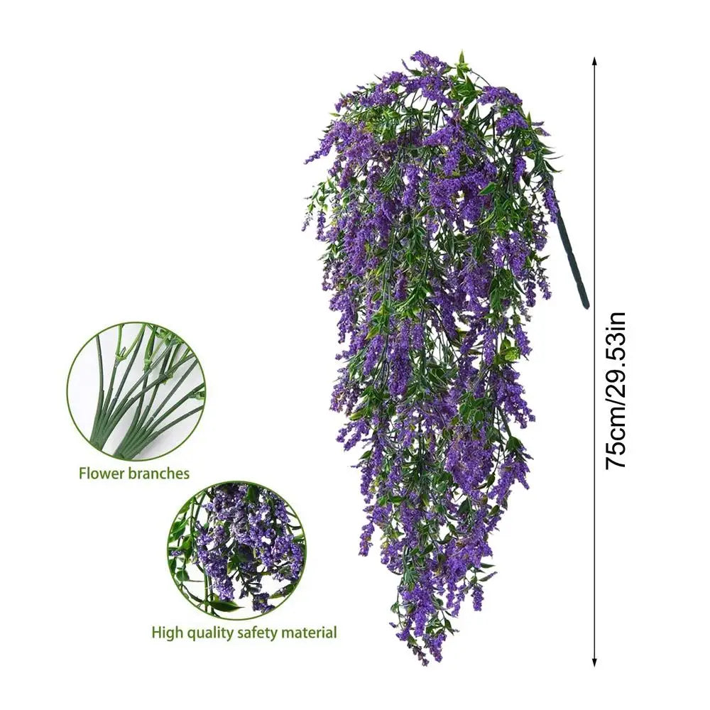 Balcony Faux Flowers 2-Pieces Decorative Hangable Trailing Vines Zpaxo Purple China Mainland