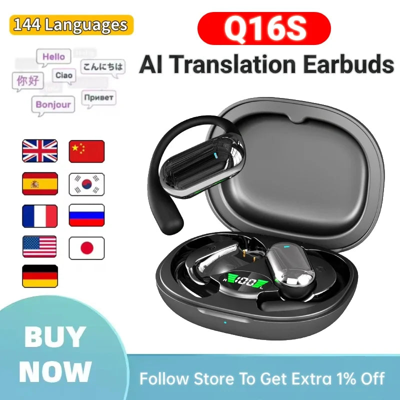 AI Translator Earbuds Real-time Voice 144 Languages Instant Zpaxo