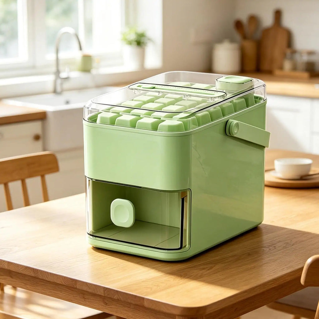Ice Tray Box 56-Cavity Reusable Double-layer Press Lid Portable Maker Zpaxo