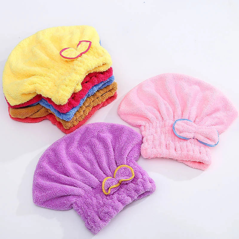 Quick Drying Hair Cap Women Bowtie Bathing Hat Microfiber Towel Zpaxo