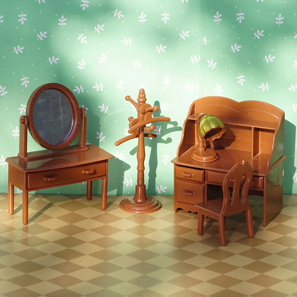 Miniature Planting Scene Vintage Dressing Table Bedroom Dollhouses Zpaxo
