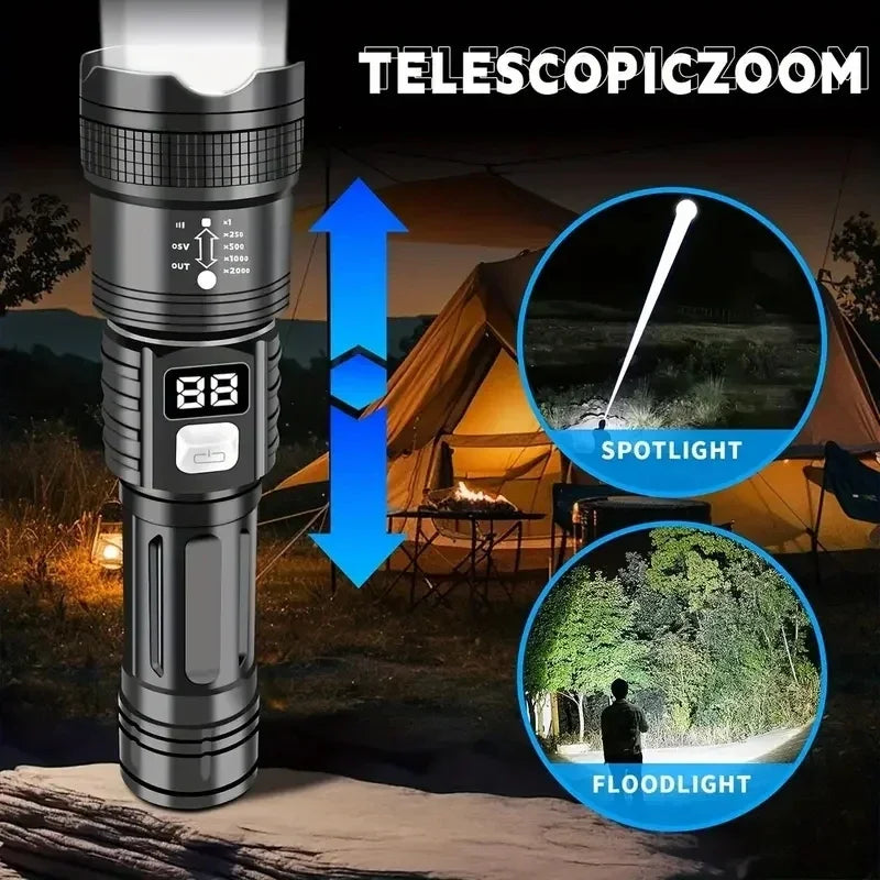 100000LM Bright Flashlight Rechargeable LED Torch Long Range Tactical Zpaxo
