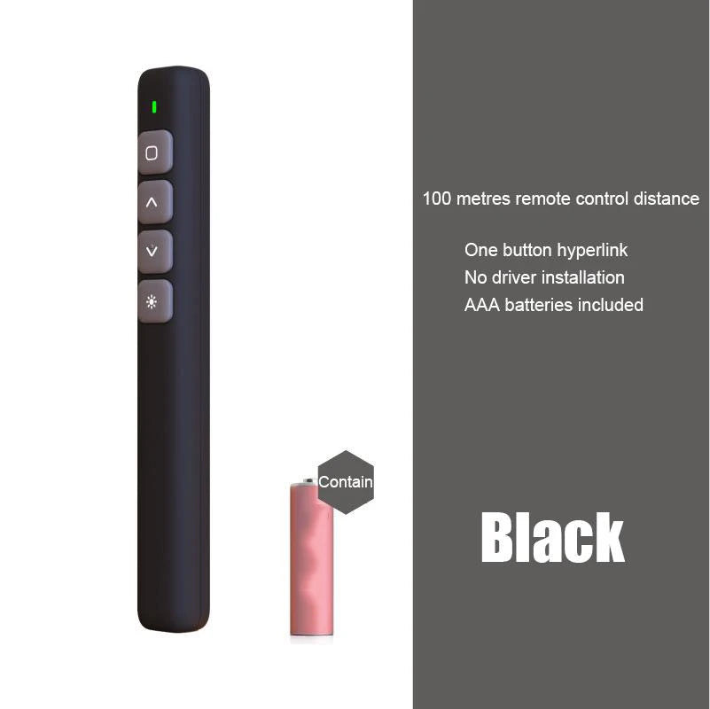 Powerpoint Pen Wireless Presentation Clicker 2 4GHz Infrared USB Zpaxo Black