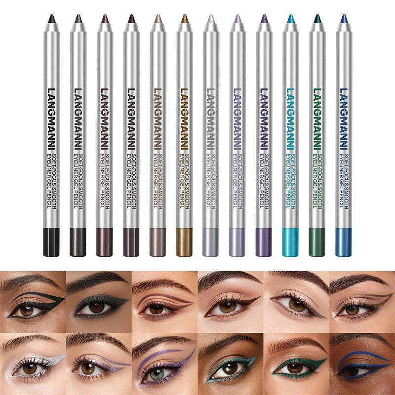 12 Colors Pearlescent Eyeliner Pencil Colorful Waterproof Long-lasting Smooth Easy Wear Eyeshadow Eyeliner Pen Eye Makeup Tools Zpaxo
