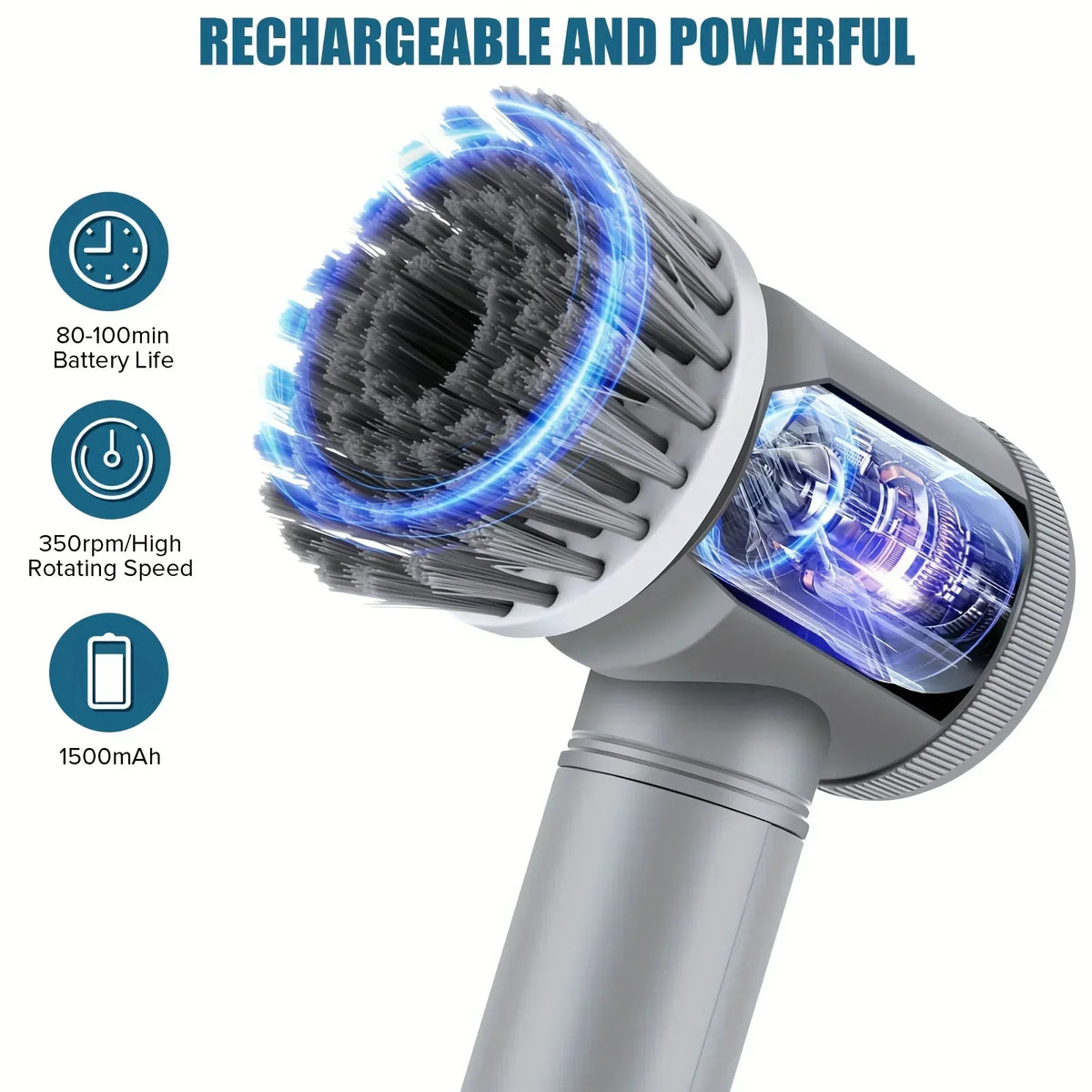 Electric Spin Scrubber Cordless 5 Replaceable Brush Heads Cleaning Zpaxo