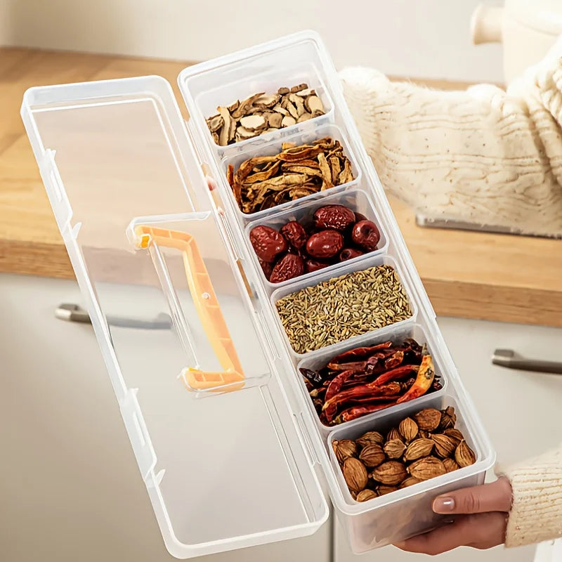 Spice Storage Containers Lids Stackable Divided Seasoning Box Zpaxo