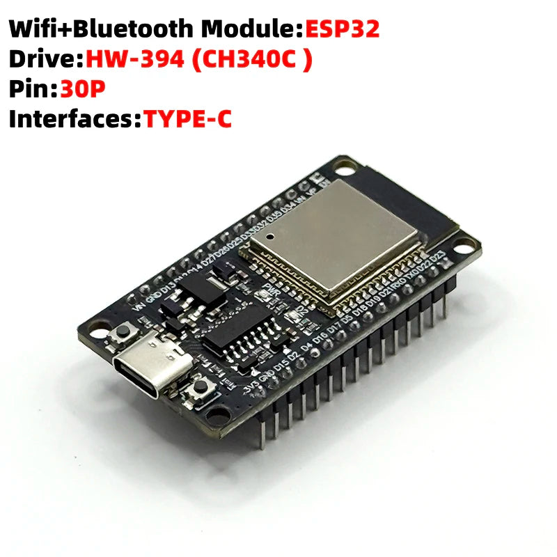 ESP32 Development Board CP2102 WIFI Bluetooth Module Dual Core Wireless Module ESP-32 ESP-CH340C-32 Expansion Board Type-C 30pin Zpaxo CH340C 30pin