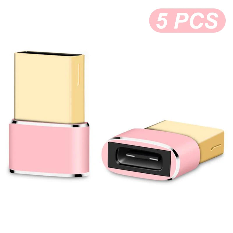 1- USB 2 0 C Adapter Female Male OTG Converter Macbook Iphone Xiaomi Zpaxo 5PCS Rose Gold