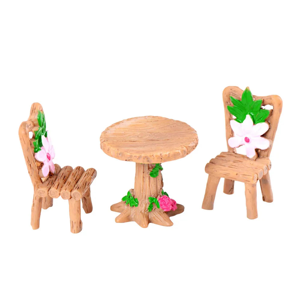 Moss Micro Landscape Succulent Plants Decoration Resin Table Chair Zpaxo
