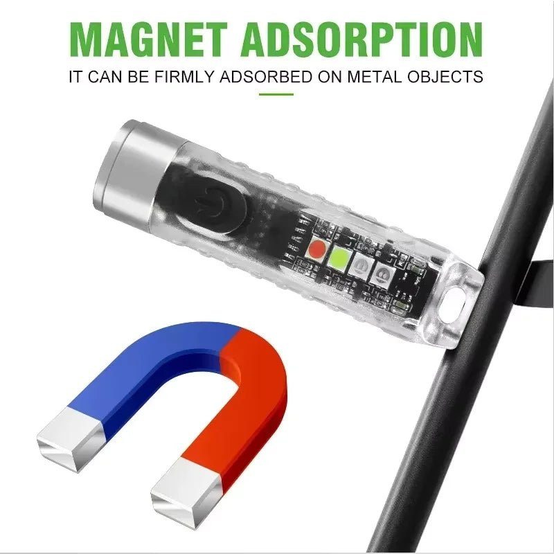 Outdoor Strong Light LED Flashlight Mini Portable Keychain USB Zpaxo
