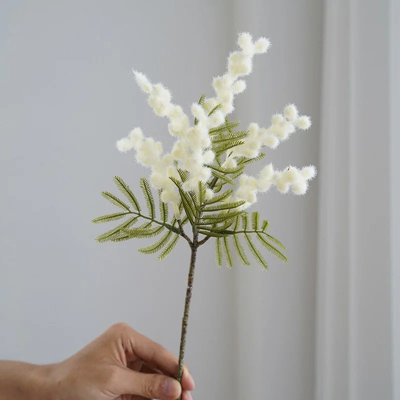 Fake Acacia Artificial Flowers Yellow Mimosa Spray Cherry Fruit Zpaxo