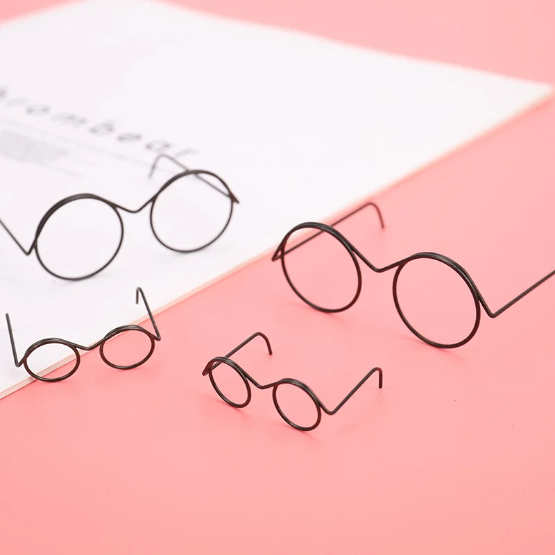 Fashion Round Frame Lensless Retro Cool Doll Glasses Accessories Zpaxo