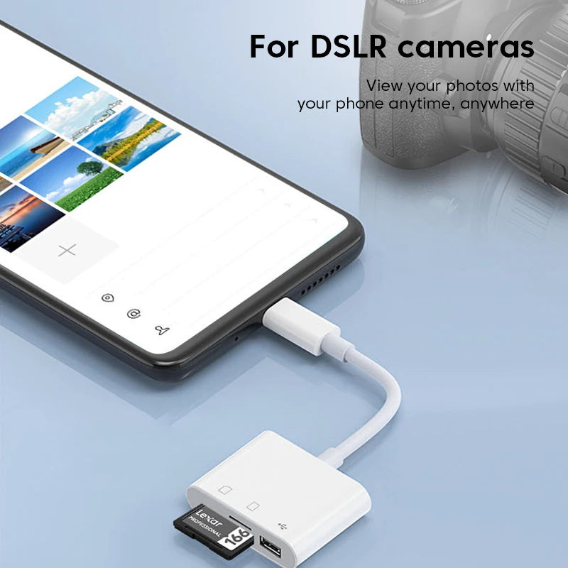 3 in 1 Multi Port Hub Converter USB Type C Card Reader USB TF SD Micro SD OTG Adapter For iPhone 15 Series Laptop Huawei Samsung Zpaxo