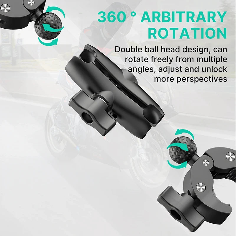 Double Clamp Camera Mount Arm Clip Crab Support Motorcycle Handlebar Zpaxo