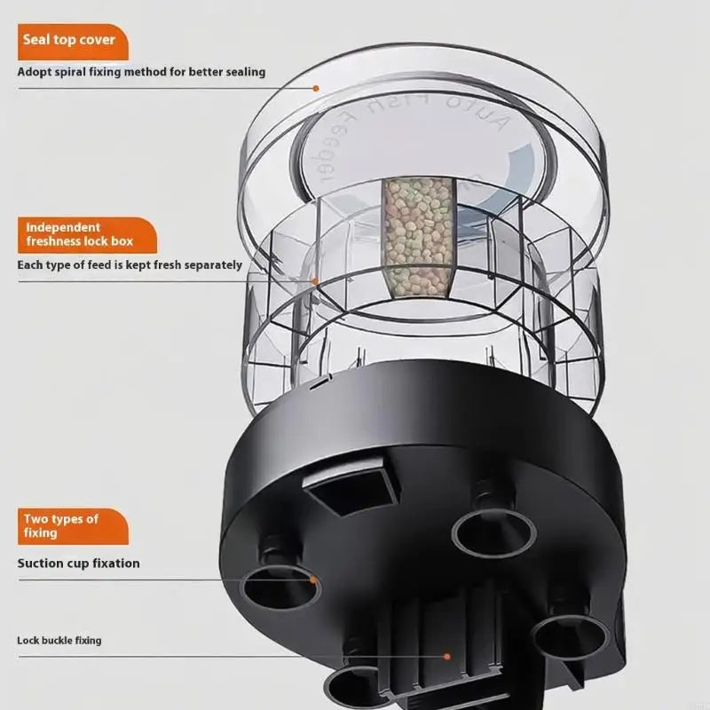 Fish Feeder Automatic Dispenser Timing Fishtank Use Zpaxo