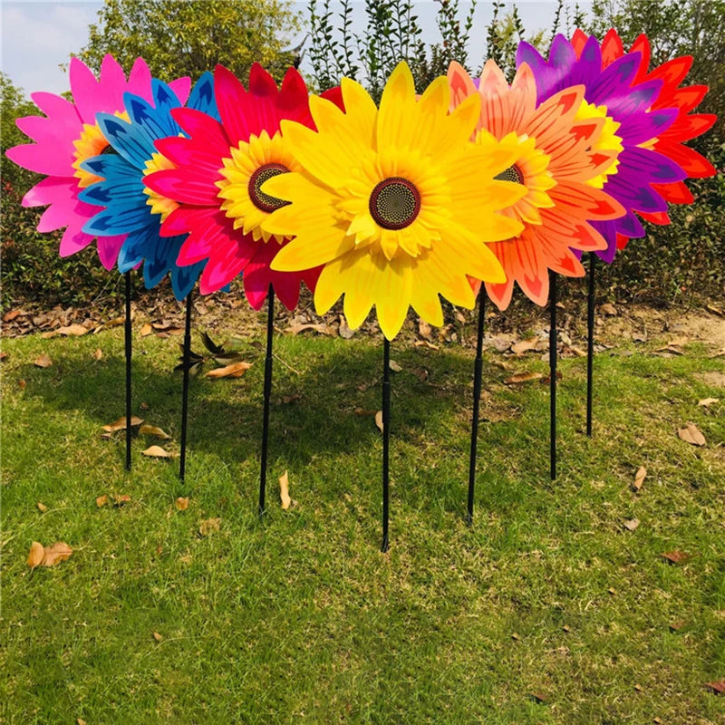 Sunflower Windmill Rotating Wind Spinner Stake Standing Lawn Flower Zpaxo