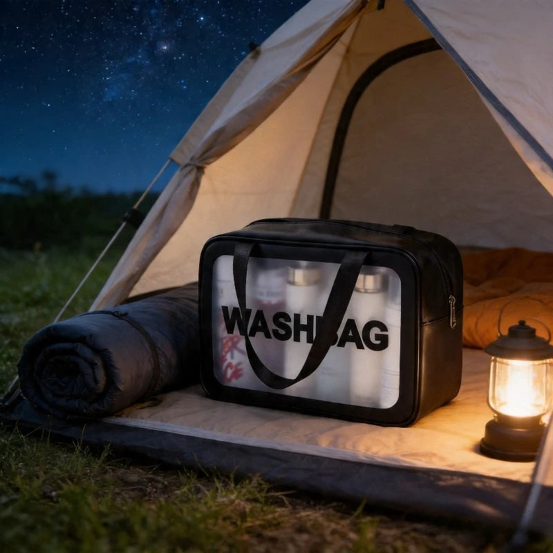 Toiletry Bag Transparent Window Spacious Easy-clean Travel Gym Daily Zpaxo