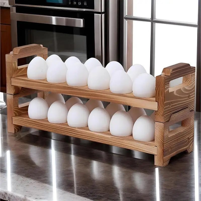 Counter Wooden Egg Holder Collecting Rack Wood Sorter Space Saving Zpaxo