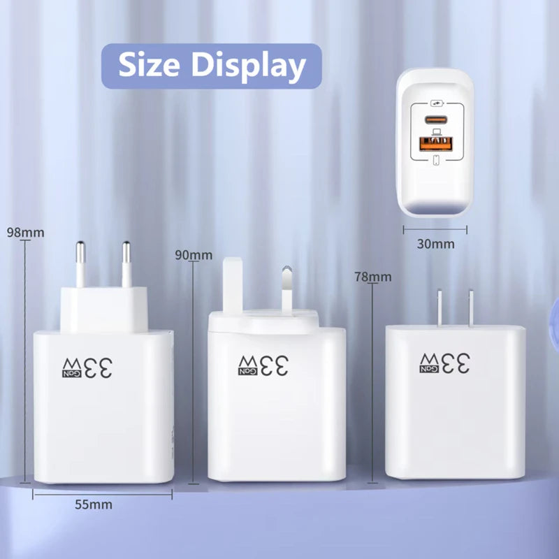 Gan Dual Port Double USB Charger Universal Fast Charging Turbo Charge Zpaxo