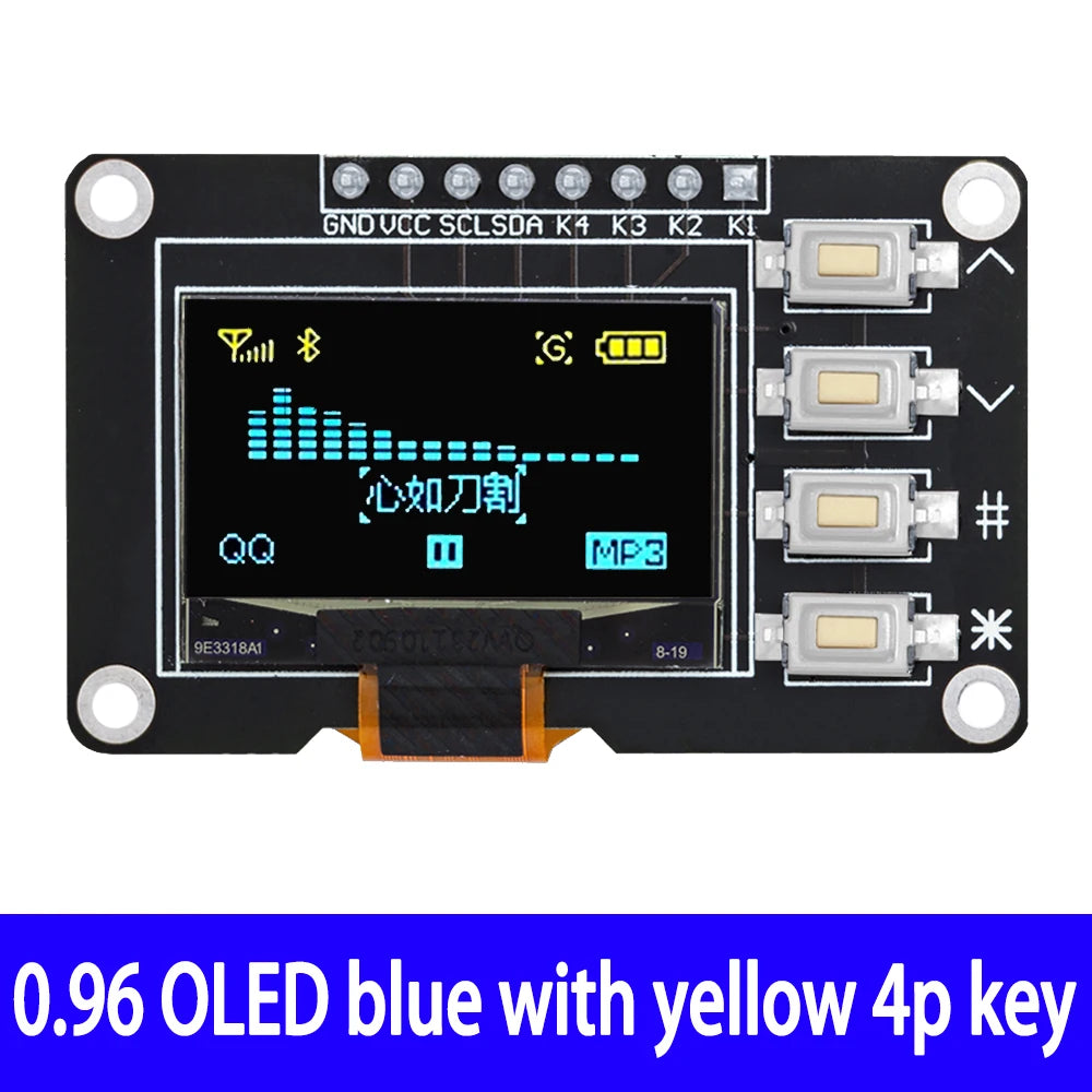 Product OLED IIC White YELLOW BLUE 12864 Display 4x4 Key I2C SSD1315 Zpaxo yellow BLUE with 4p