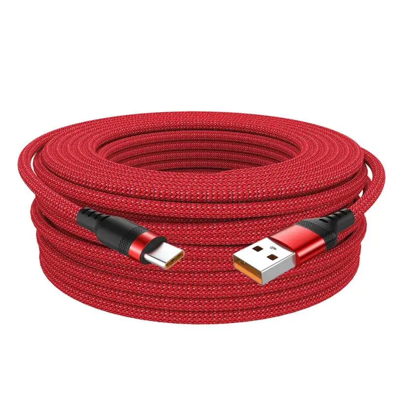 1/3/5/8m USB A to Type C Charging Extended Cable 6A Fast Charger Nylon Braided USB Type C Charging Data Cable For iPhone Huawei Zpaxo Red 1.5m