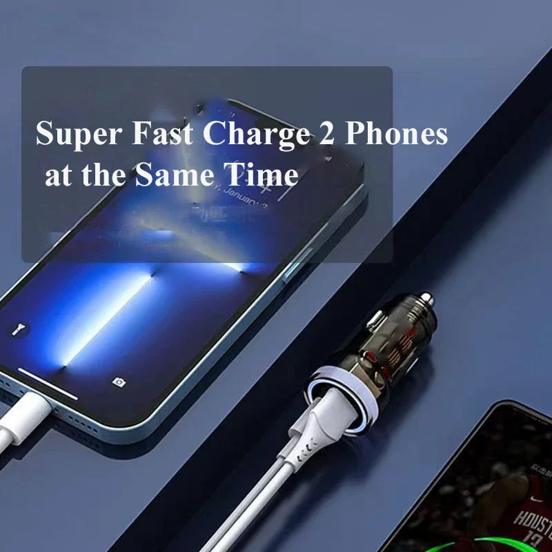 UYUXIO 1 Transparent USB C Car Phone Charger Adapter PD 90W Fast Zpaxo