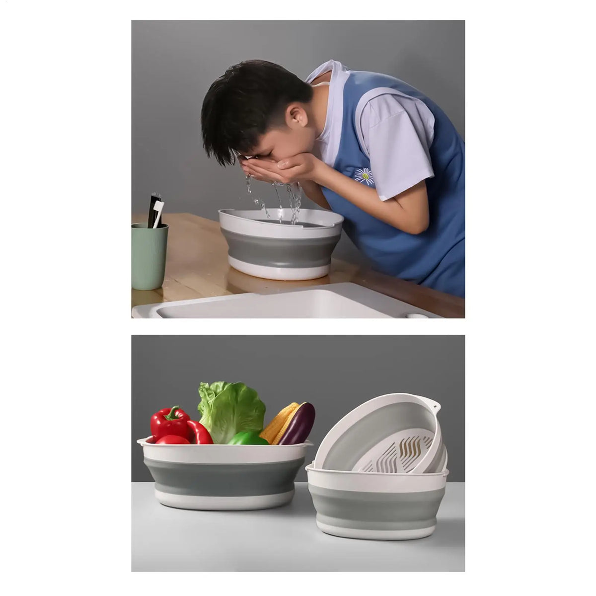 Foldable Strainer Double-layer Fruit Washing Kitchen Parents Daily Zpaxo