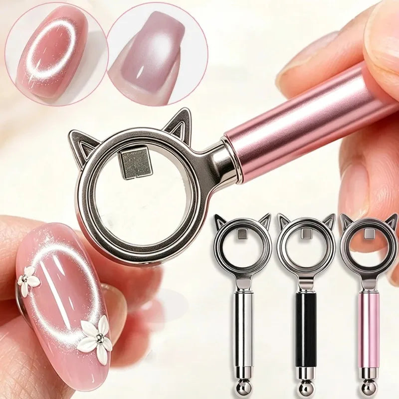 Double Head Cat Eye Nail Magnet Ear Hollow Strong Ring Magnetic Tool Zpaxo