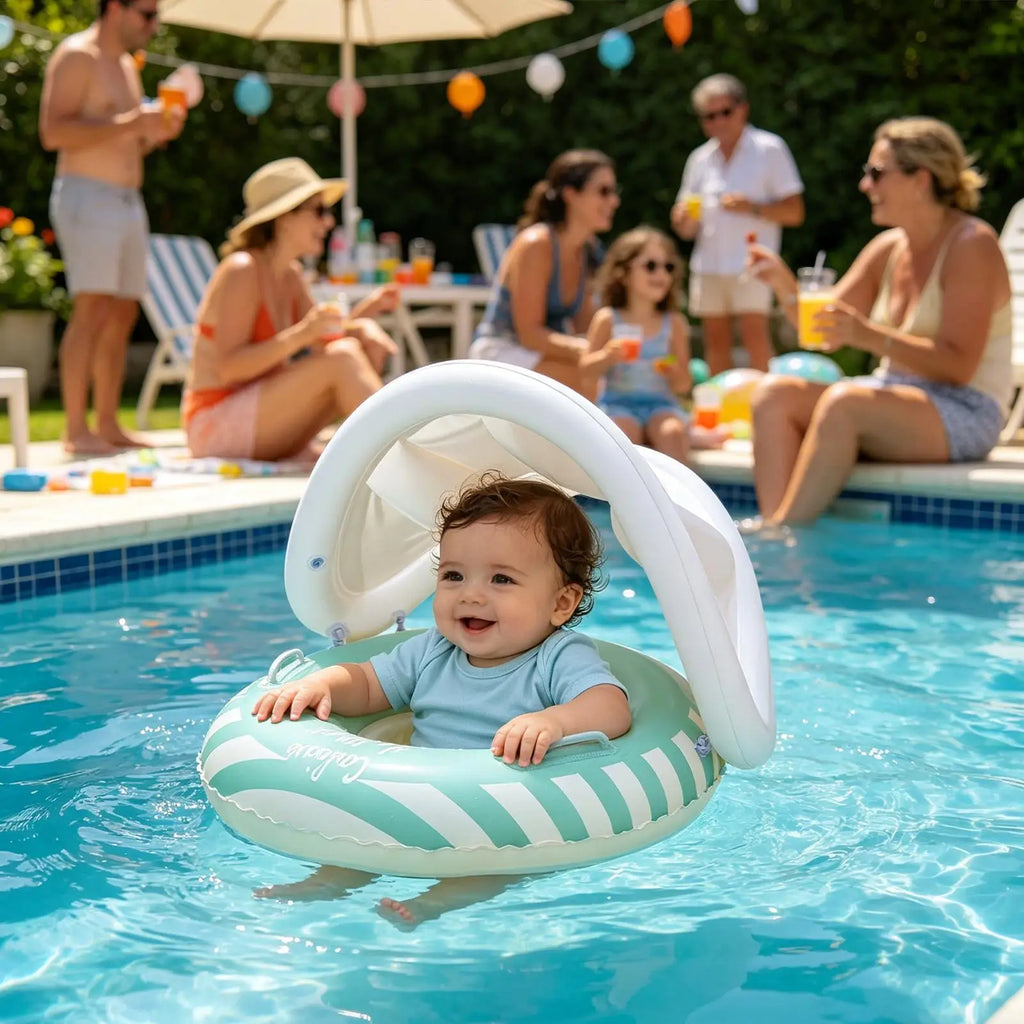 Baby Pool Float Inflatable Swim Ring Canopy Removable Seat Kids Water Zpaxo