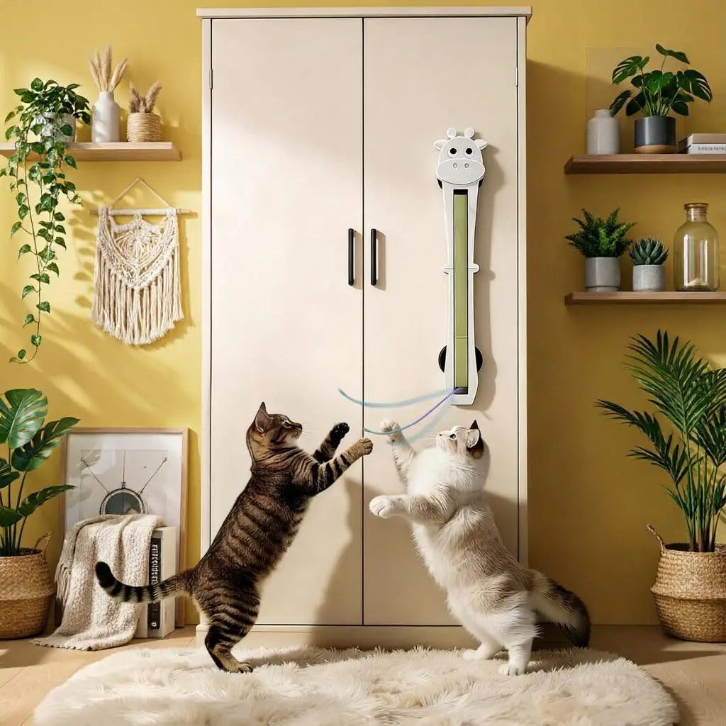 Automatic Cat Teaser Wall Mount Interactive Moving Toy Electric Pet Zpaxo