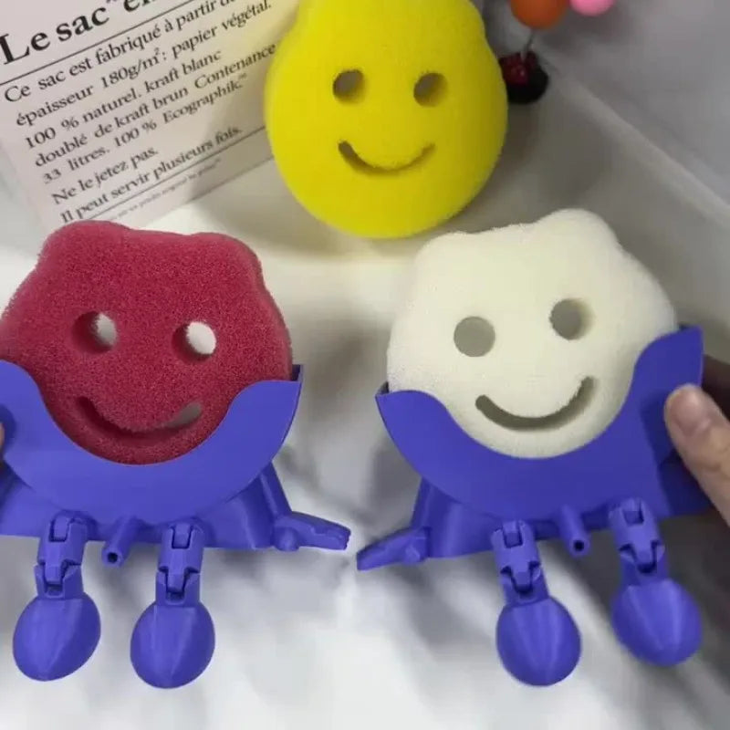 2026 Creative Smiley Face Sponge Holder 3D Printed Drainage Holes Zpaxo
