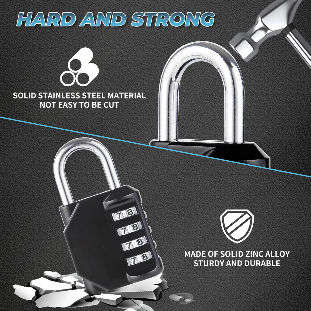 Combination Padlocks Lock Resettable 4-digit Padlock Combo Toolbox Zpaxo