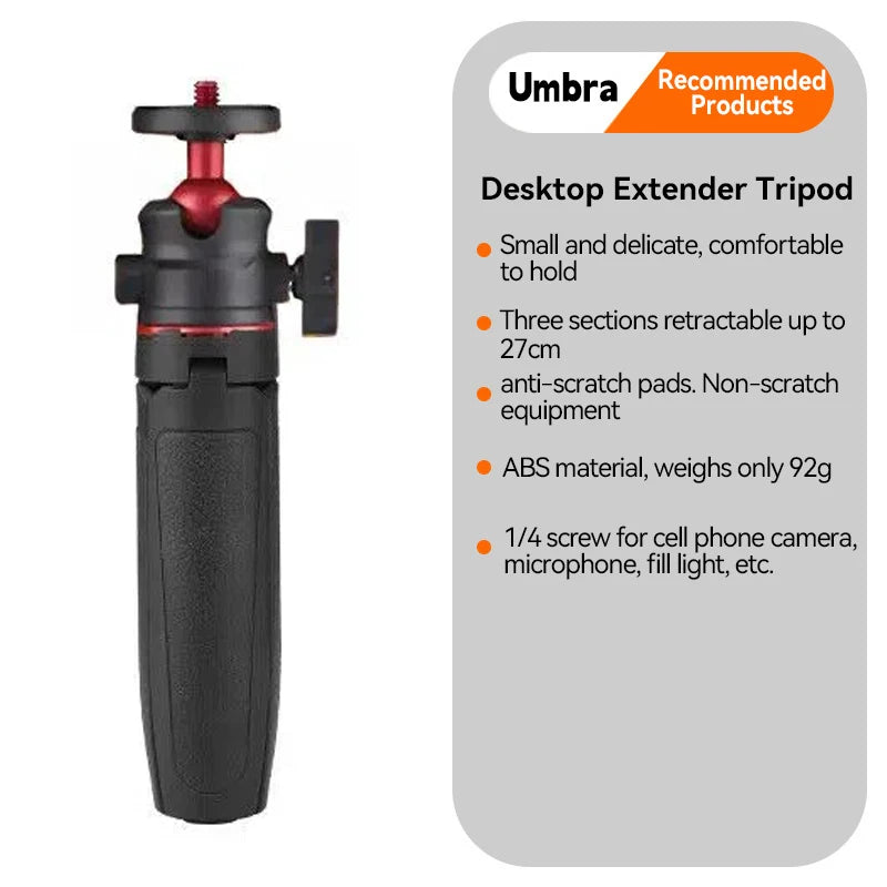 Mini Extendable Desktop Tripod Handle Grip Stand Flexible Ballhead 1 Zpaxo Black