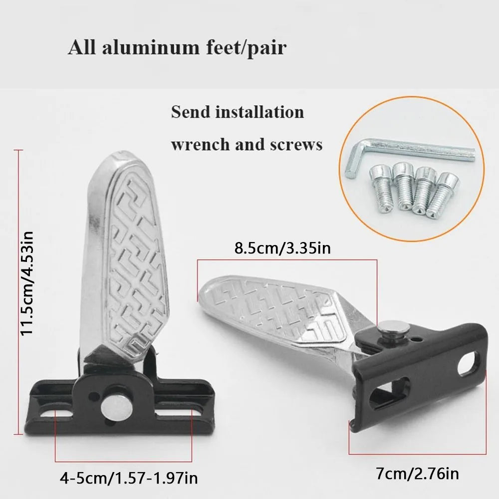 Thickened Aluminum Alloy Electric Vehicle Pedal Sturdy Strong Load-bearing Force Universal Foot Rest Pedal Wear-resistant Zpaxo Silver