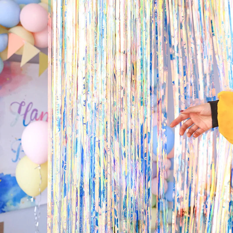 Gorgeous Backdrop Curtains Tinsel Fringe Foil Curtain Unicorn Zpaxo