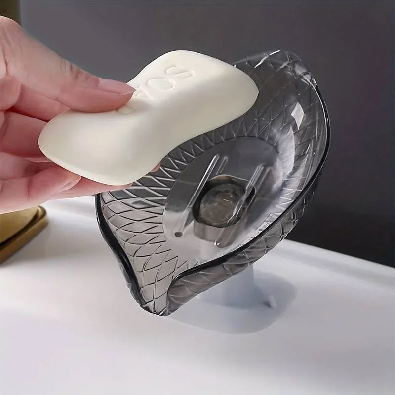Leaf Design Drain Soap Box Suction Cup Decorative Plastic Self Zpaxo