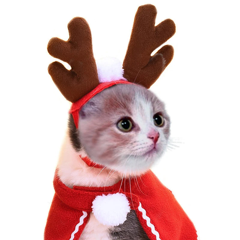 Cute Winter Pet Cloak Dog Cat Christmas Clothes Warm Puppy Santa Red Zpaxo