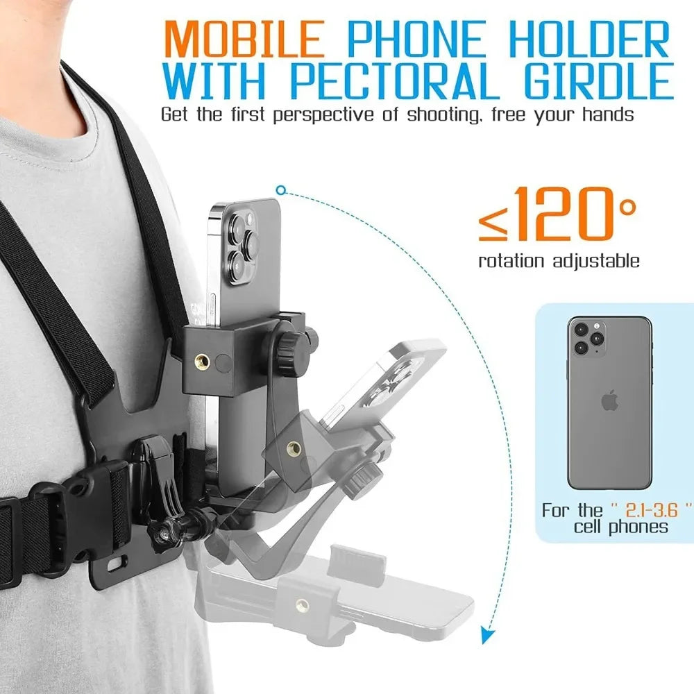 Phone Chest Strap Mount Belt Iphone 14 Holder Mobile Smartphone Gopro Zpaxo