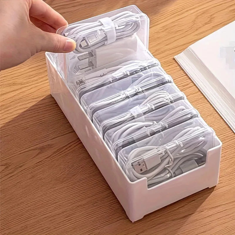 Transparent Plastic Data Cable Storage Box Household Mobile Phoner Zpaxo