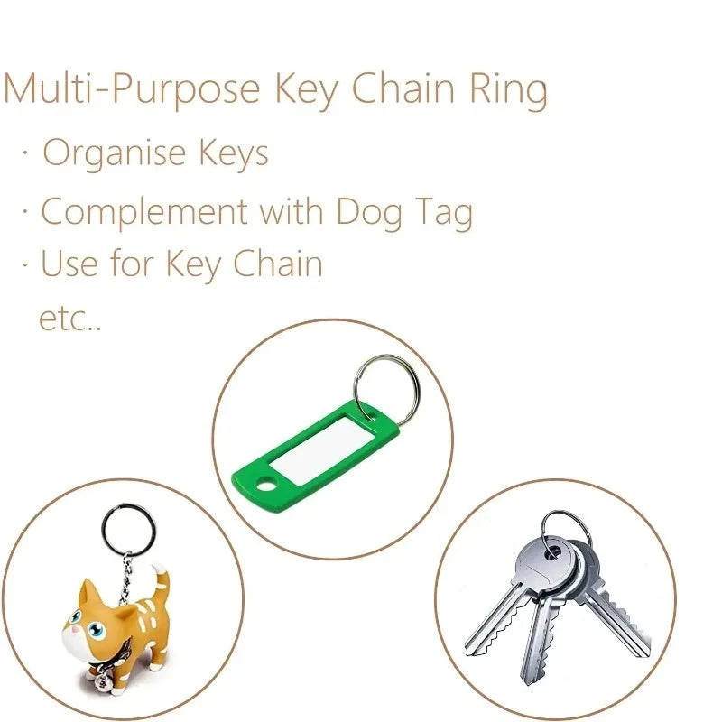 20- Stainless Steel Key Ring Chain Round Flat Split Keychain Polished Zpaxo