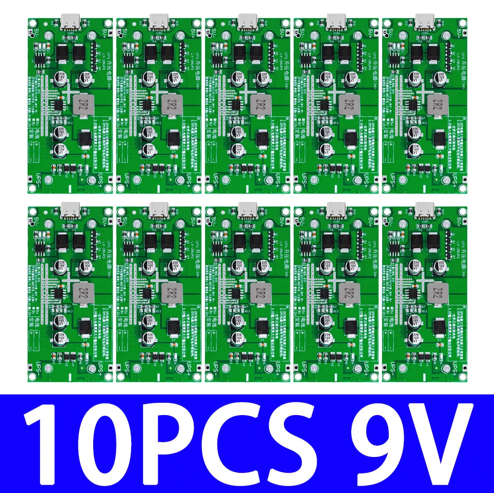 Type-C 15W 3A Fast Charger Module for 18650 Li-ion Batteries, DC-DC Step-Up Boost Converter with 5V/9V/12V Output Zpaxo 10PCS 9V