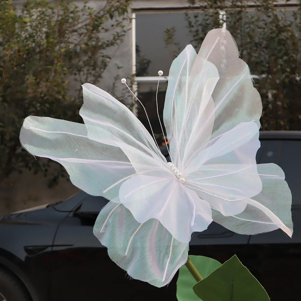 Giant Artificial Silk Peony Realistic Flowers Simulated Butterfly Zpaxo Light pink Butterfly