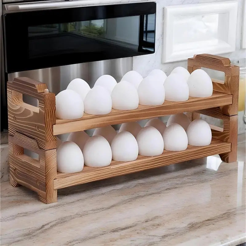 Counter Wooden Egg Holder Collecting Rack Wood Sorter Space Saving Zpaxo