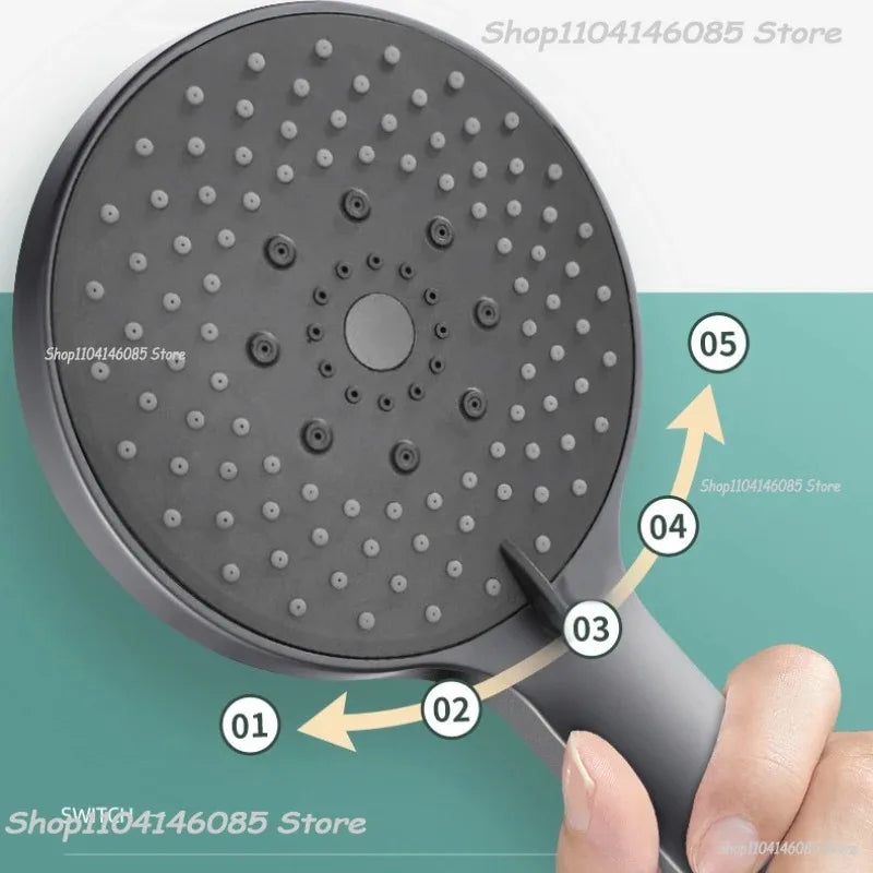 New Big Panel Shower Head 5 Modes High Pressure Rainfall Shower Handheld Overhead Shower Showerhead Bathroom Accessories Zpaxo