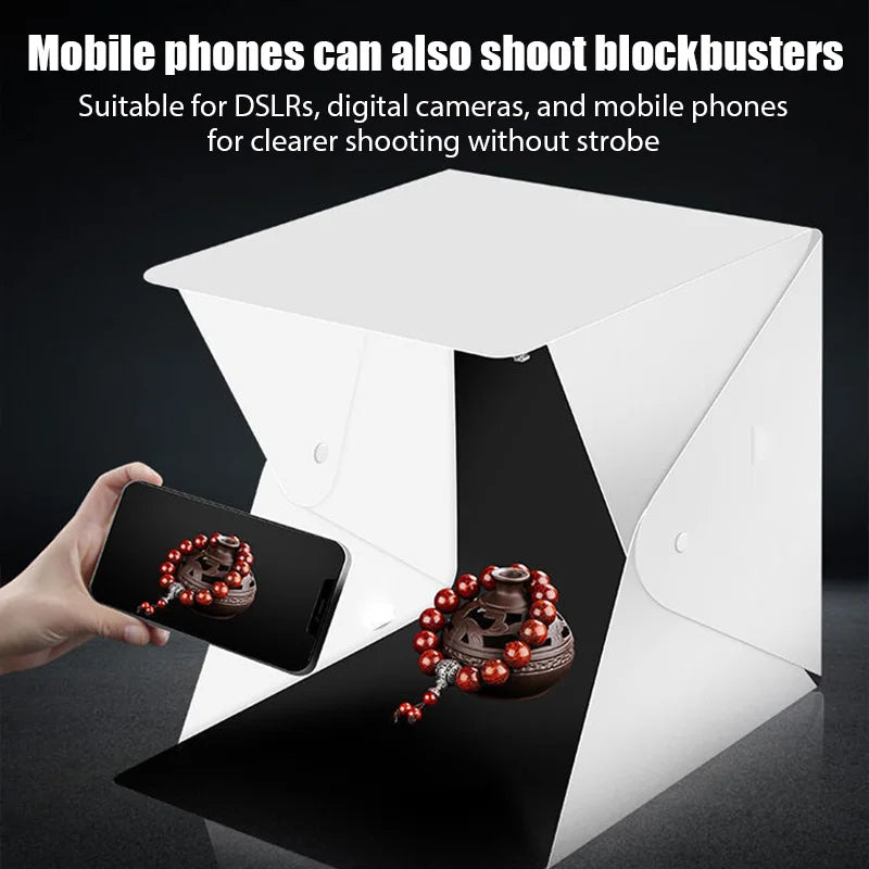 Folding Photo Studio Booth Softbox Small LED Lights Portable Folding Light Box Photo Props Double Light Strip 6 Color Backdrop Zpaxo