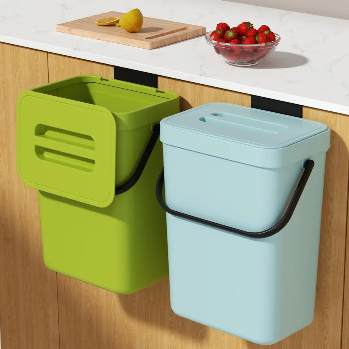 Kitchen Waste Bin Small Compost Household Countertop Container Lid Zpaxo