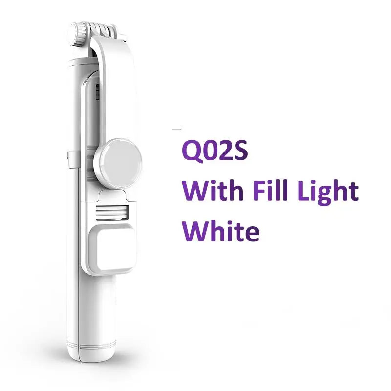 Q02 Selfie Stick Wireless Bluetooth Tripod Foldable Bracket for Xiaomi Redmi Huawei iPhone Samsung Smartphone Android iOS Holder Zpaxo Q02S White