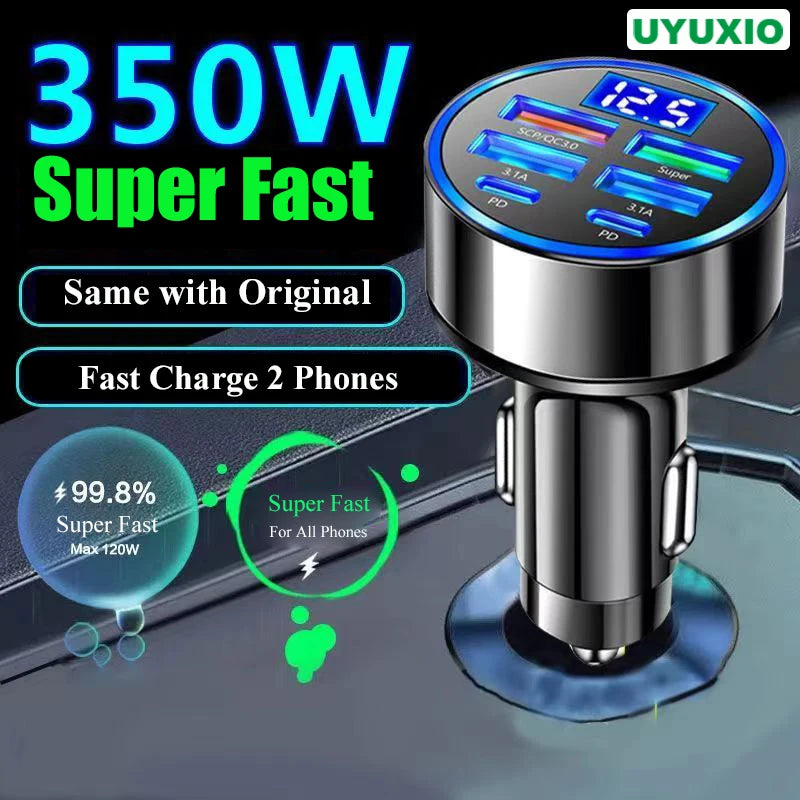 UYUXIO 1 USB C Car Phone Charger Adapter Voltage Display Fast Charge Zpaxo