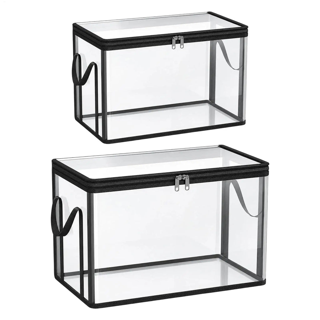 Clear Plastic Book Storage Box Large Capacity Stackable Organizer Zpaxo
